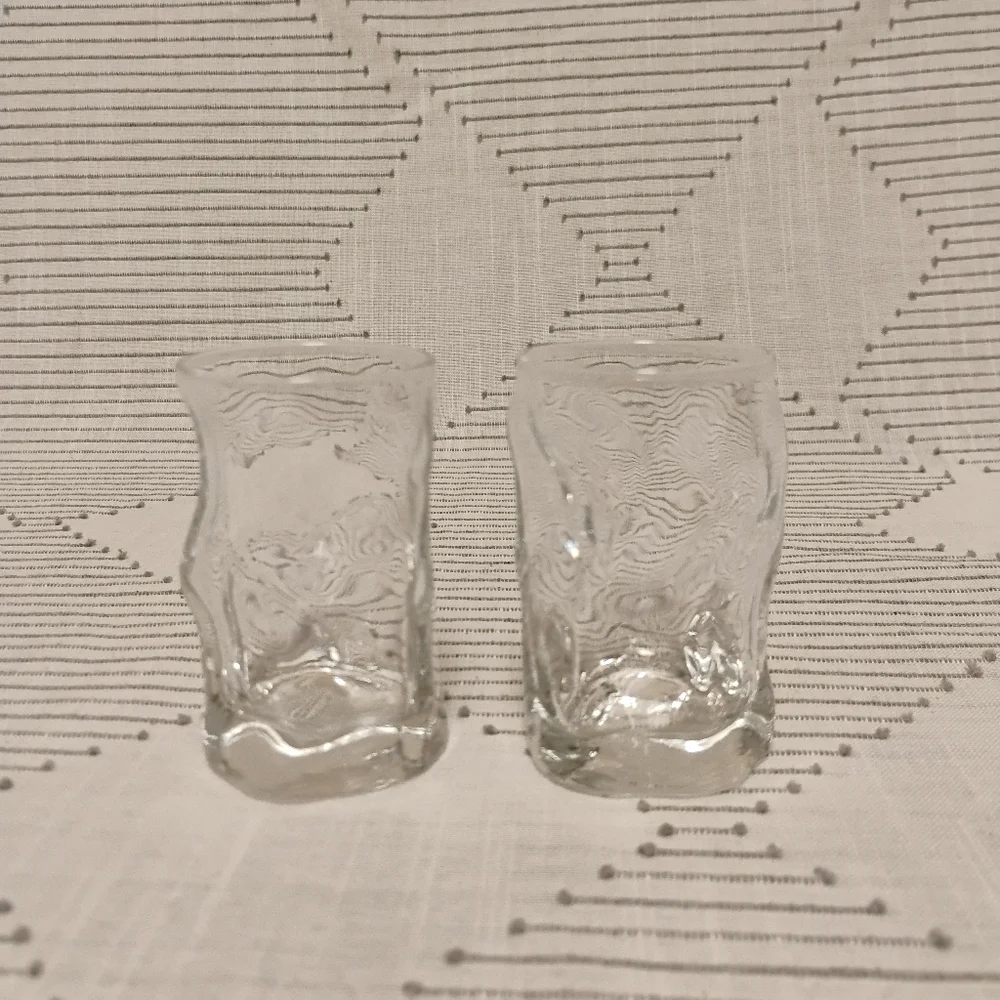 Clear Textured Glass Shot Glasses Pair Of 2